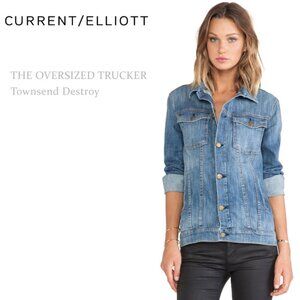 CURRENT ELLIOTT Oversized Trucker Jean Jacket in Townsend Destroy Size 1